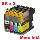 Compatible LC133 Bx2+C+M+Y - 5 Cartridges For Brother - More Ink!