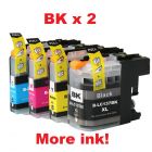Compatible LC137XLBKx2+LC135XL C+M+Y - 5 Cartridges For Brother - More Ink!