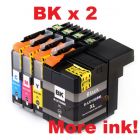 Compatible LC139XLBKx2+LC135XL C+M+Y - 5 Cartridges For Brother - More Ink!