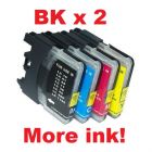 Compatible LC38XL / LC67XL / LC39XL Bx2+C+M+Y - 5 Cartridges For Brother - More Ink!