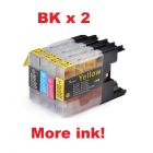 Compatible LC73 / LC77 Bx2+C+M+Y - 5 Cartridges For Brother - More Ink!