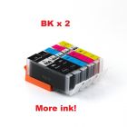 Compatible PGI650 BKx2 + CLI651 B+C+M+Y - 6 Cartridges For Canon - More Ink!