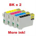 Compatible 73N Bx2+C+M+Y - 5 Cartridges For Epson - More Ink!