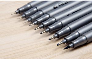 9 pcs / Set  Water Based Brush Markers Different Size Pigment Liner