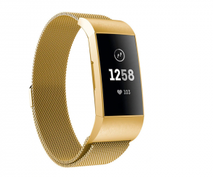 Milanese Replacement Band Compatible with Fitbit Charge 3, Gold