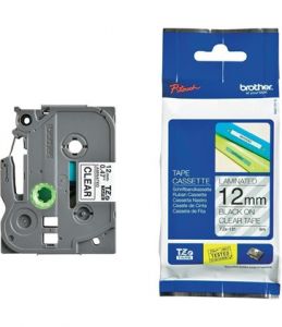 Brother TZe-131 12mm x 8m Black on Clear Tape