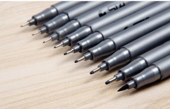 9 pcs / Set  Water Based Brush Markers Different Size Pigment Liner