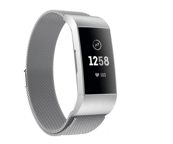 Milanese Replacement Band Compatible with Fitbit Charge 3 - Silver