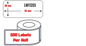 11355 Compatible Dymo Multipurpose Label 51mm x 19mm White Roll 500