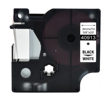 40913 D1 Compatible Dymo Label Tape 9mm x 7m Black on White