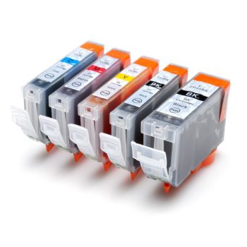 PGI5BK + CLI8 BK/C/M/Y Set of 5 Cartridges  For Canon