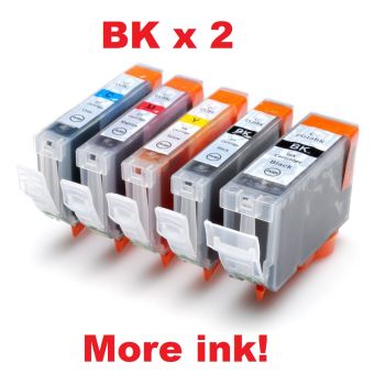 Compatible PGI5 BKx2 + CLI8 B+C+M+Y - 6 Cartridges For Canon - More Ink!