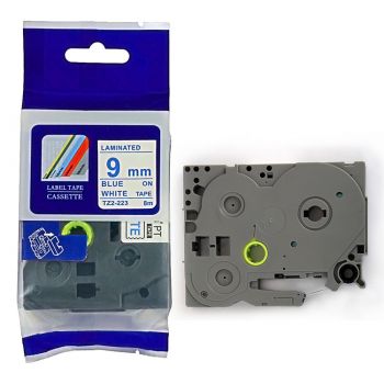 TZe223 Compatible Brother PTouch Tape 9mm Blue on White