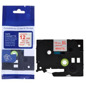 TZe232 Compatible Brother PTouch Tape 12mm Red on White
